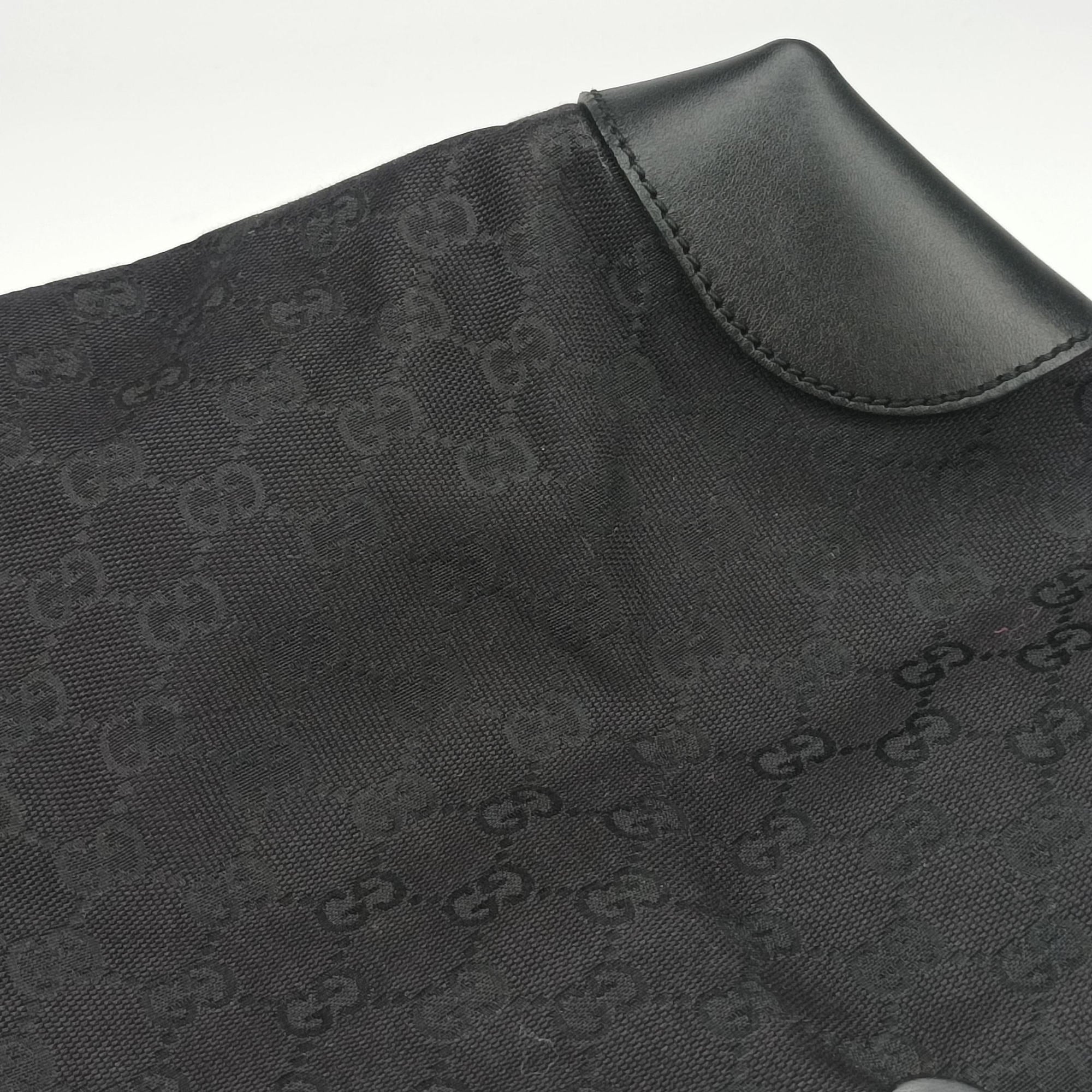 Pre-owned Gucci GG Canvas Web Sherry Line Tote Black Leather×Canvas 308928 handbag | stylenewstar