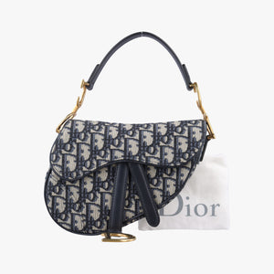 Pre-owned Christian Dior Saddle Navy×grey Jacquard  handbag | stylenewstar