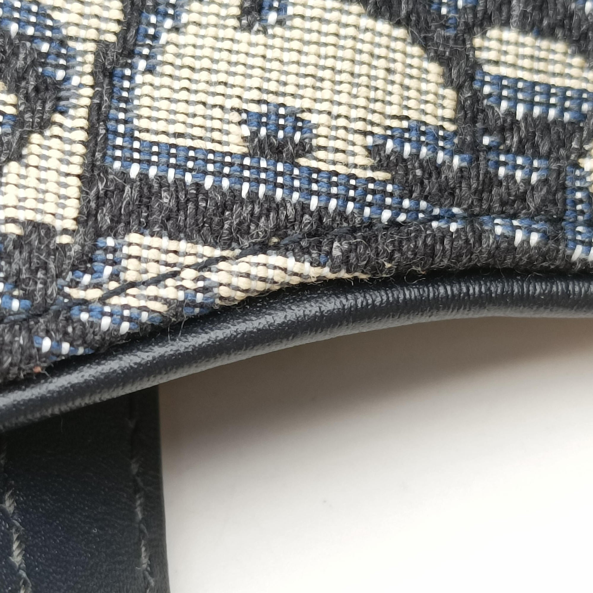 Pre-owned Christian Dior Saddle Navy×grey Jacquard  handbag | stylenewstar