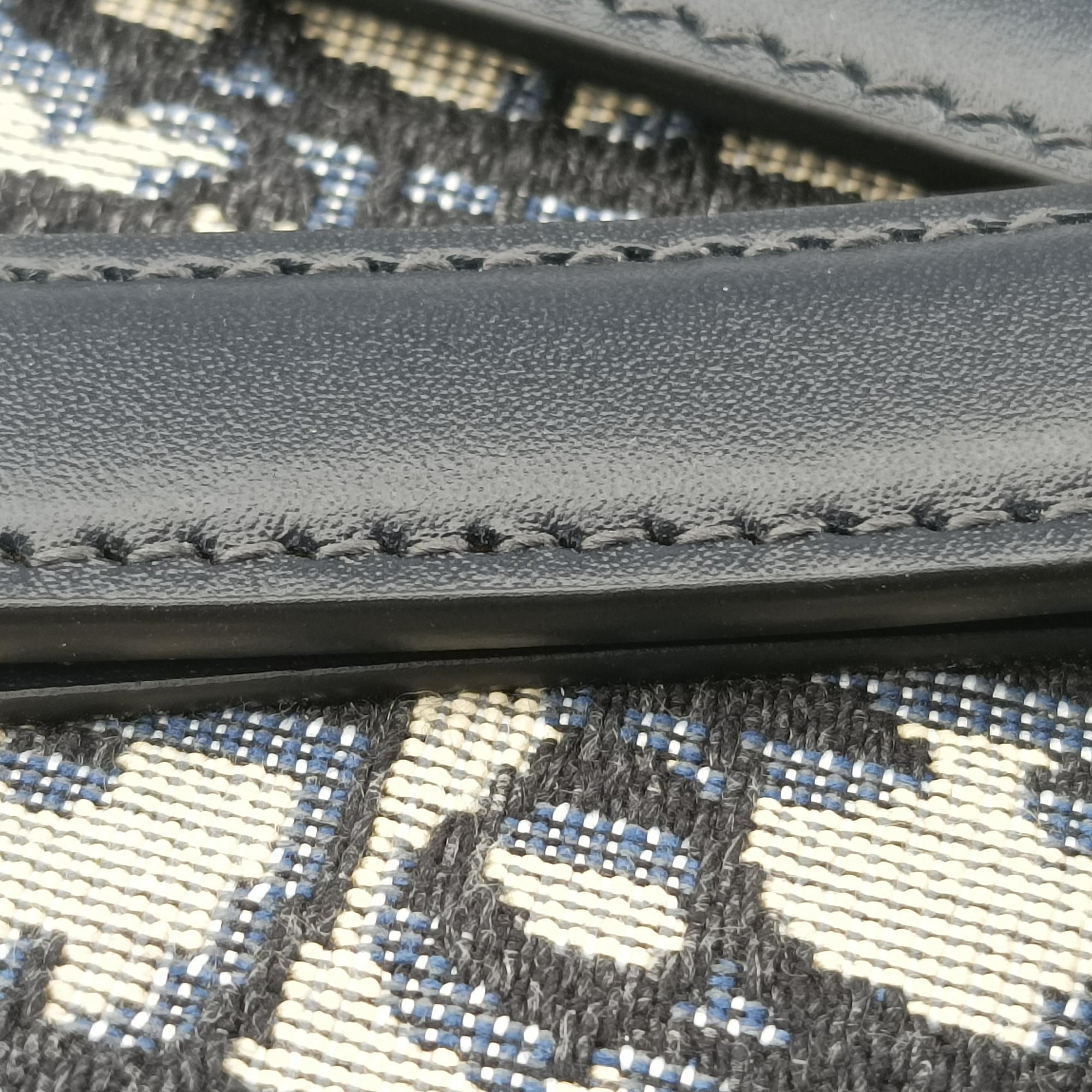 Pre-owned Christian Dior Saddle Navy×grey Jacquard  handbag | stylenewstar
