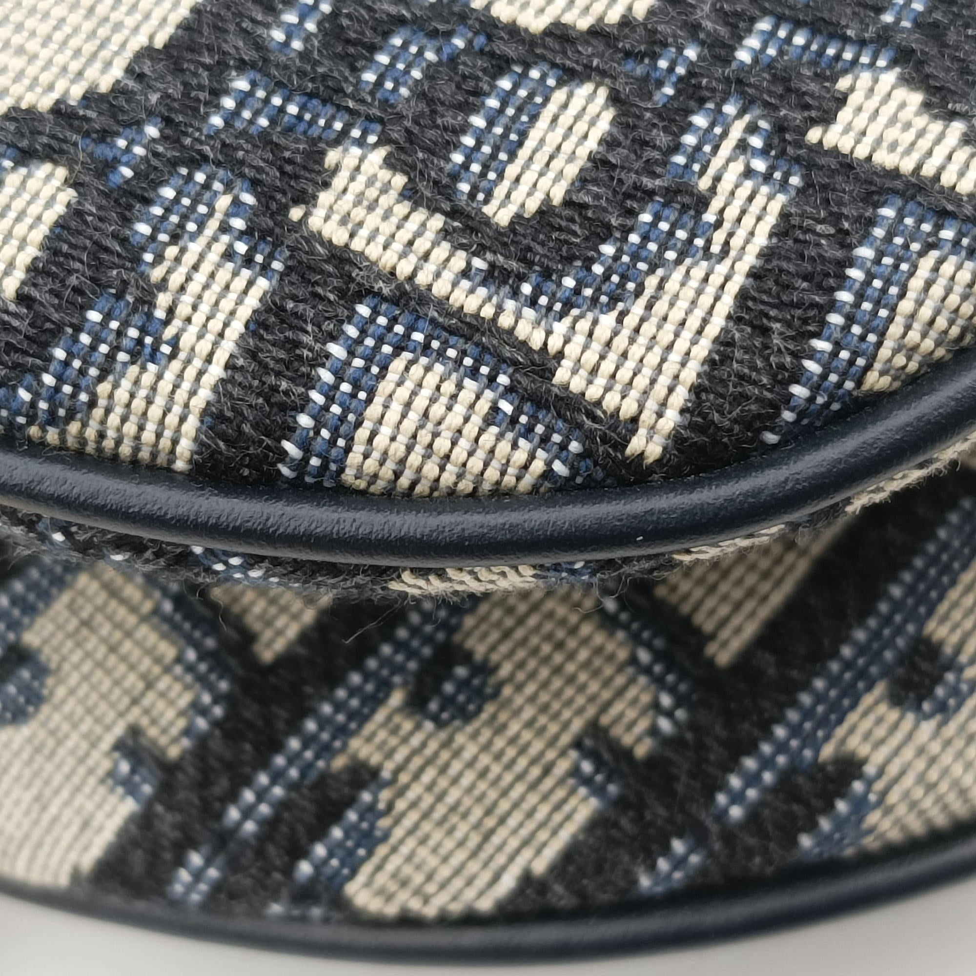 Pre-owned Christian Dior Saddle Navy×grey Jacquard  handbag | stylenewstar