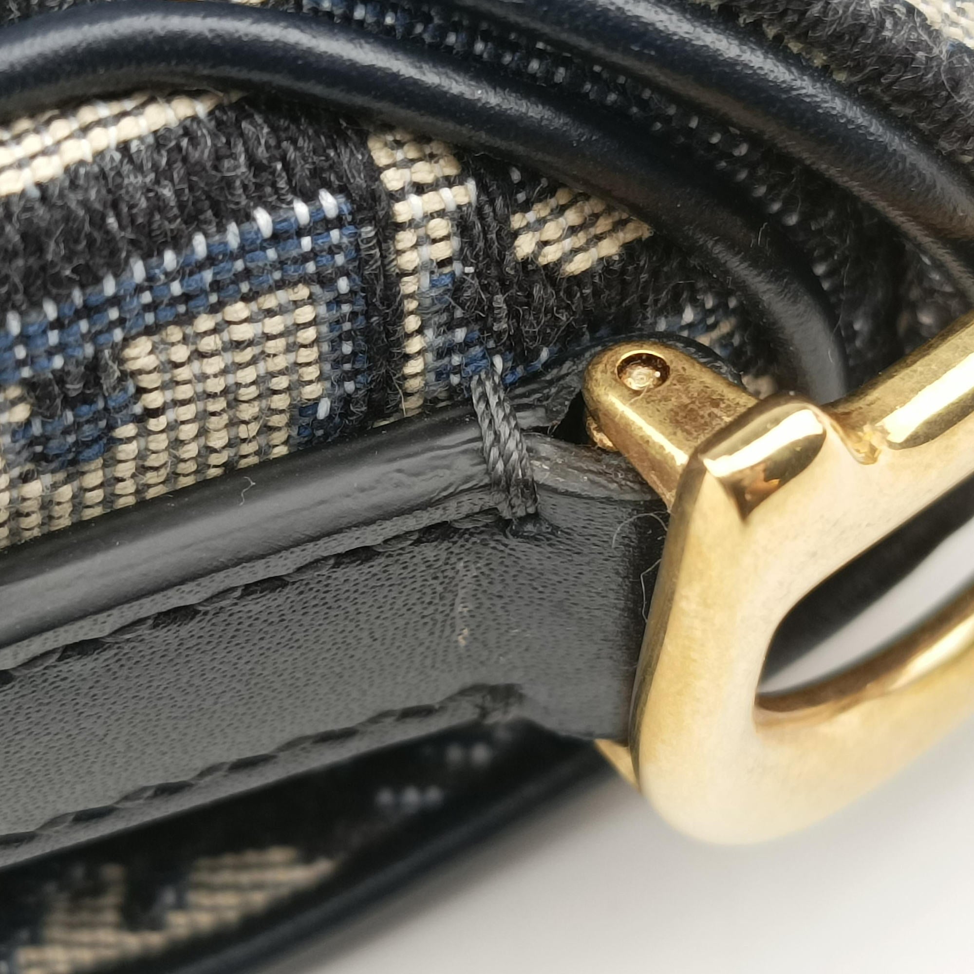 Pre-owned Christian Dior Saddle Navy×grey Jacquard  handbag | stylenewstar