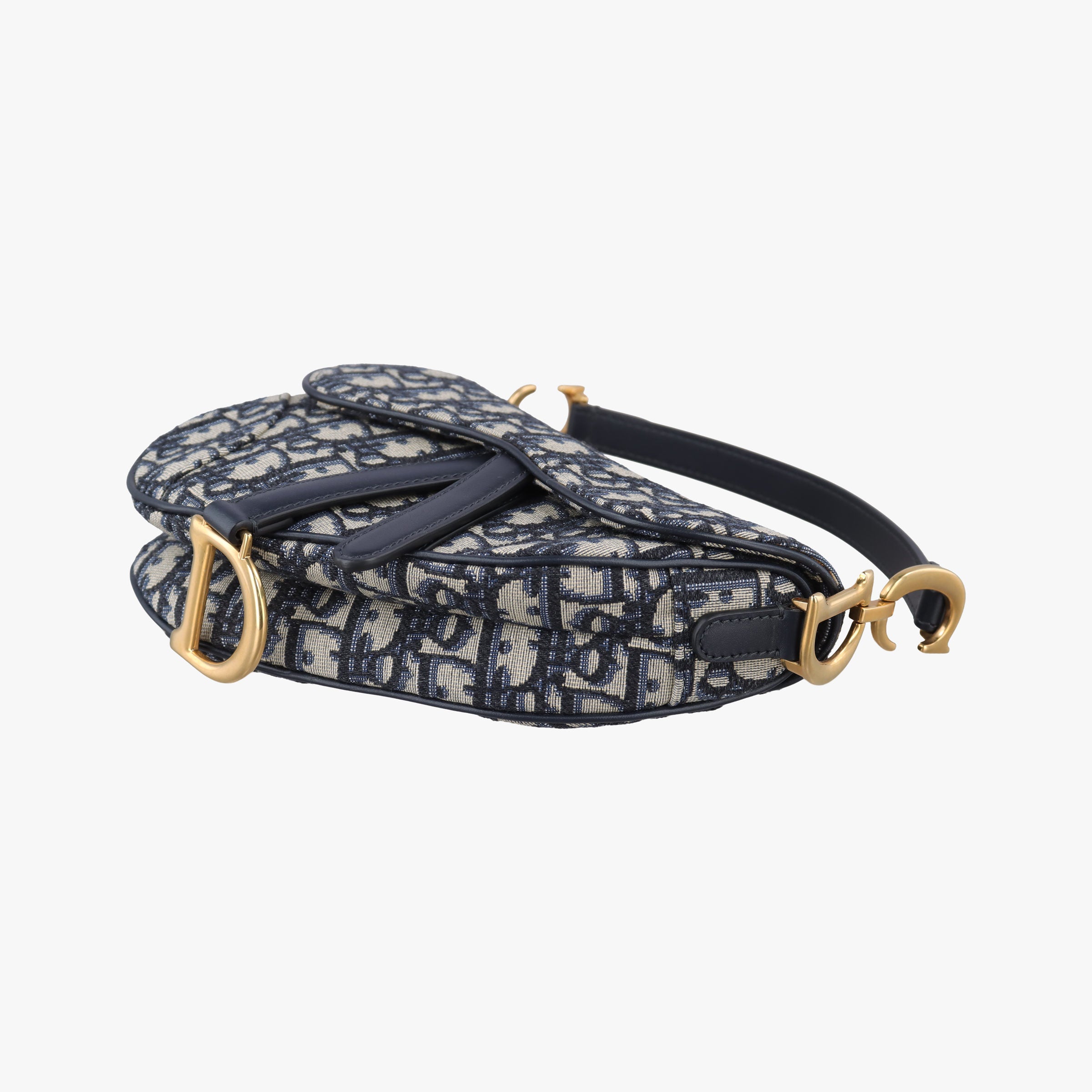 Pre-owned Christian Dior Saddle Navy×grey Jacquard  handbag | stylenewstar