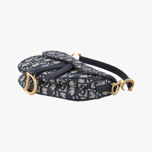Pre-owned Christian Dior Saddle Navy×grey Jacquard  handbag | stylenewstar