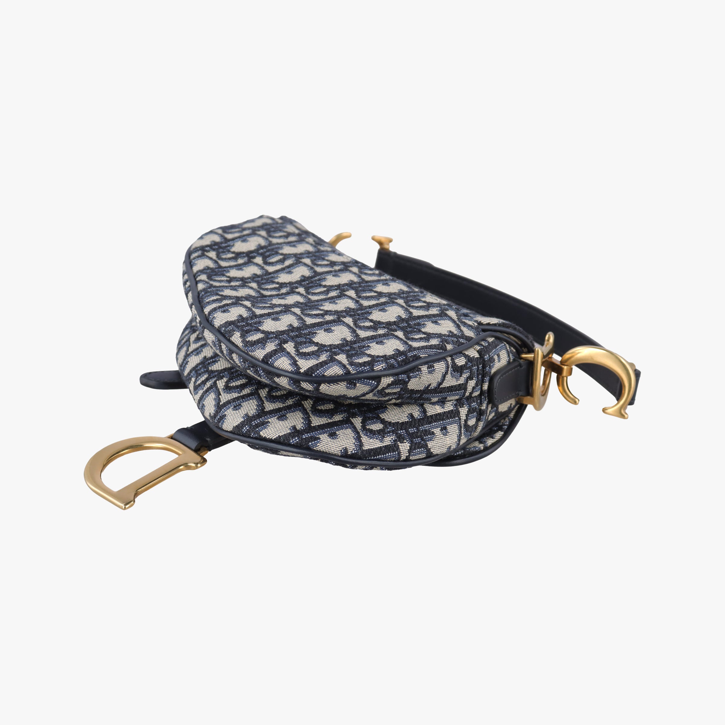 Pre-owned Christian Dior Saddle Navy×grey Jacquard  handbag | stylenewstar