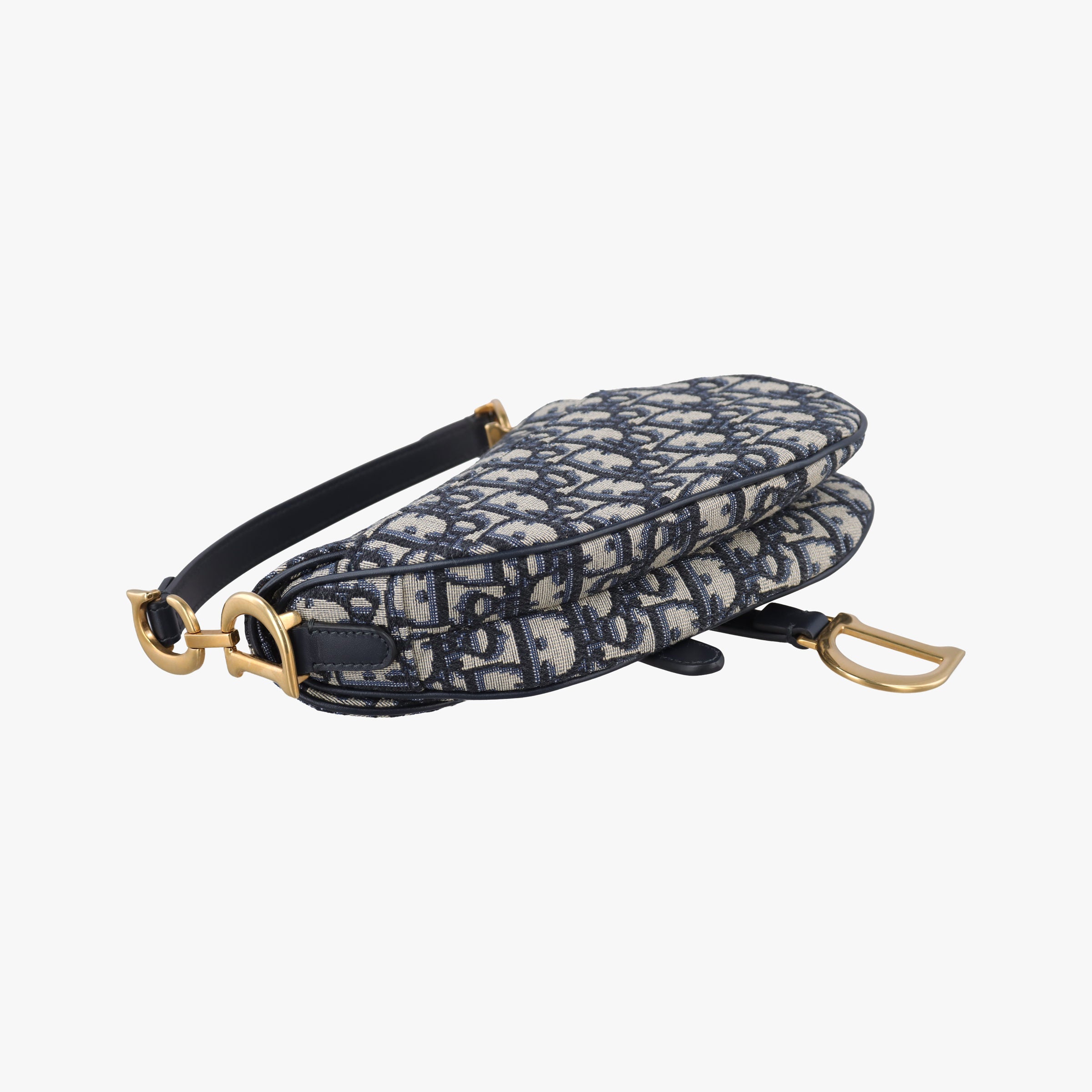 Pre-owned Christian Dior Saddle Navy×grey Jacquard  handbag | stylenewstar