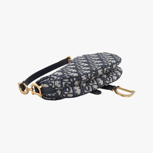 Pre-owned Christian Dior Saddle Navy×grey Jacquard  handbag | stylenewstar