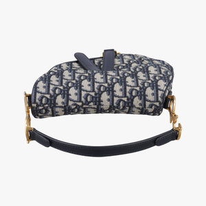 Pre-owned Christian Dior Saddle Navy×grey Jacquard  handbag | stylenewstar