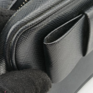 Pre-owned Prada Ribbon Mini Pochette Black SAFFIANO Leather 1NF674 shoulderbag | stylenewstar