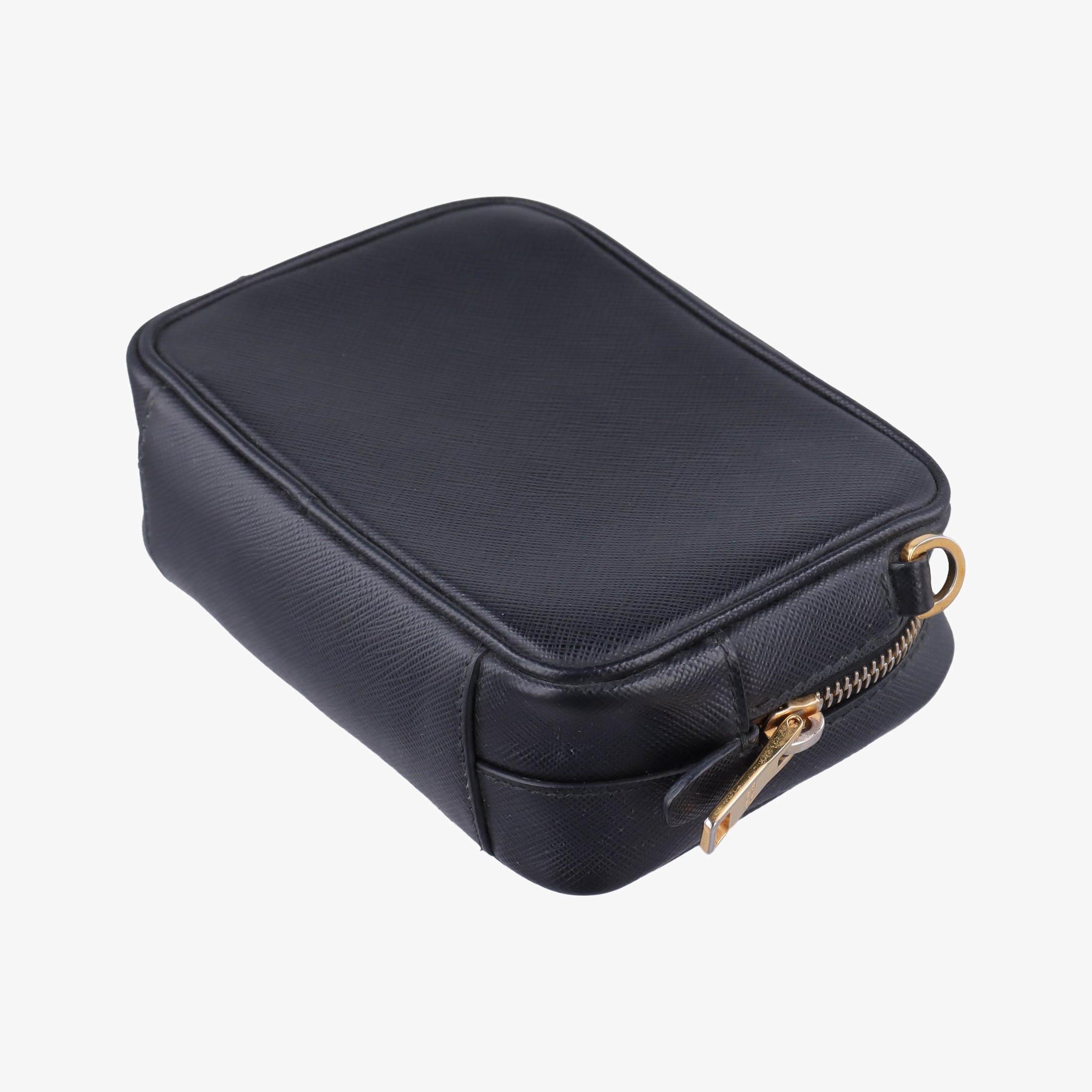 Pre-owned Prada Ribbon Mini Pochette Black SAFFIANO Leather 1NF674 shoulderbag | stylenewstar