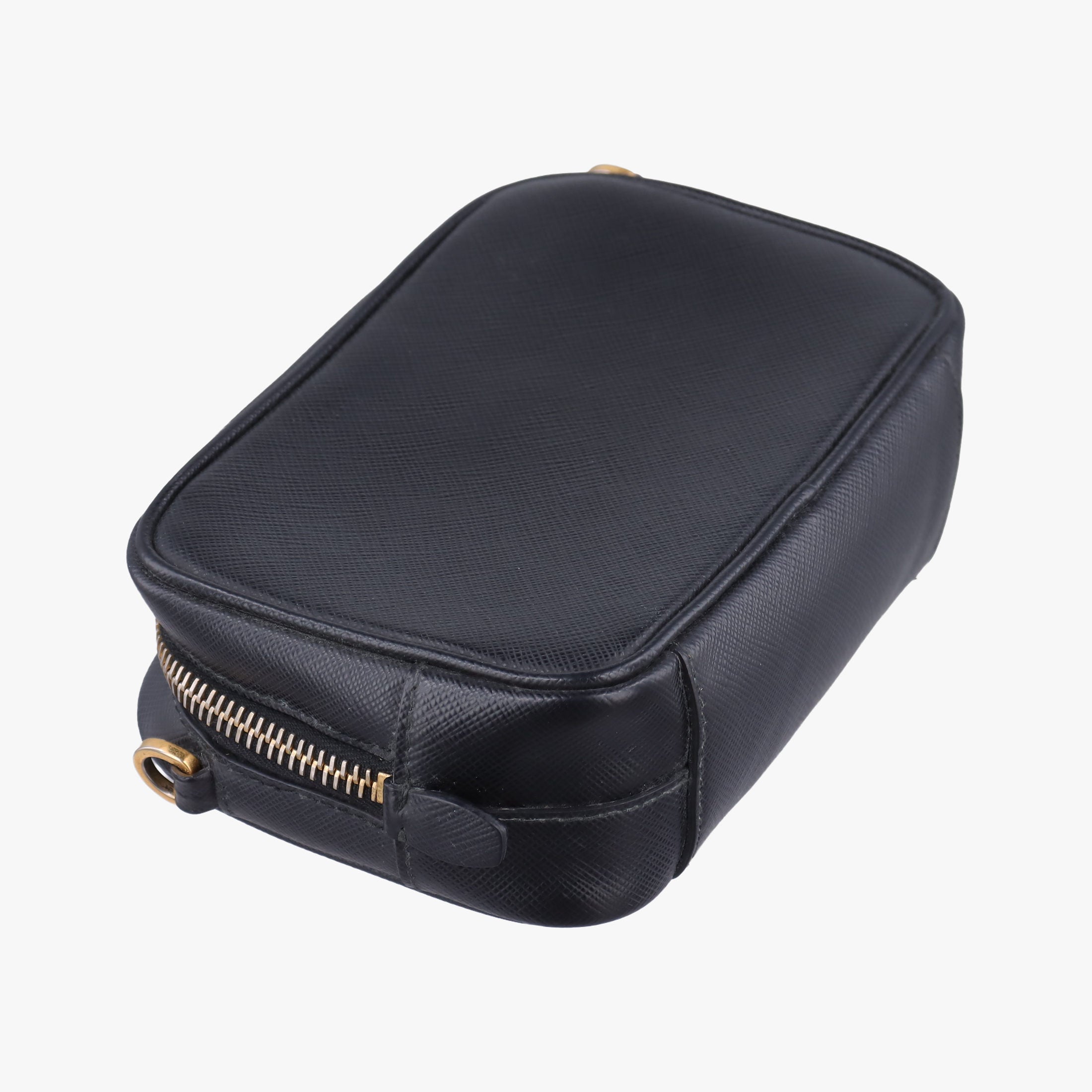 Pre-owned Prada Ribbon Mini Pochette Black SAFFIANO Leather 1NF674 shoulderbag | stylenewstar