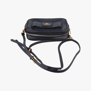 Pre-owned Prada Ribbon Mini Pochette Black SAFFIANO Leather 1NF674 shoulderbag | stylenewstar