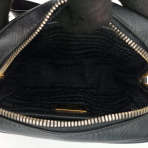 Pre-owned Prada Ribbon Mini Pochette Black SAFFIANO Leather 1NF674 shoulderbag | stylenewstar