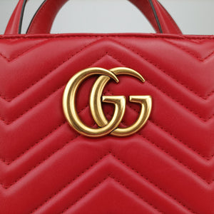 Secondhand Gucci GG Marmont Red Leather 443505 shoulderbag | stylenewstar