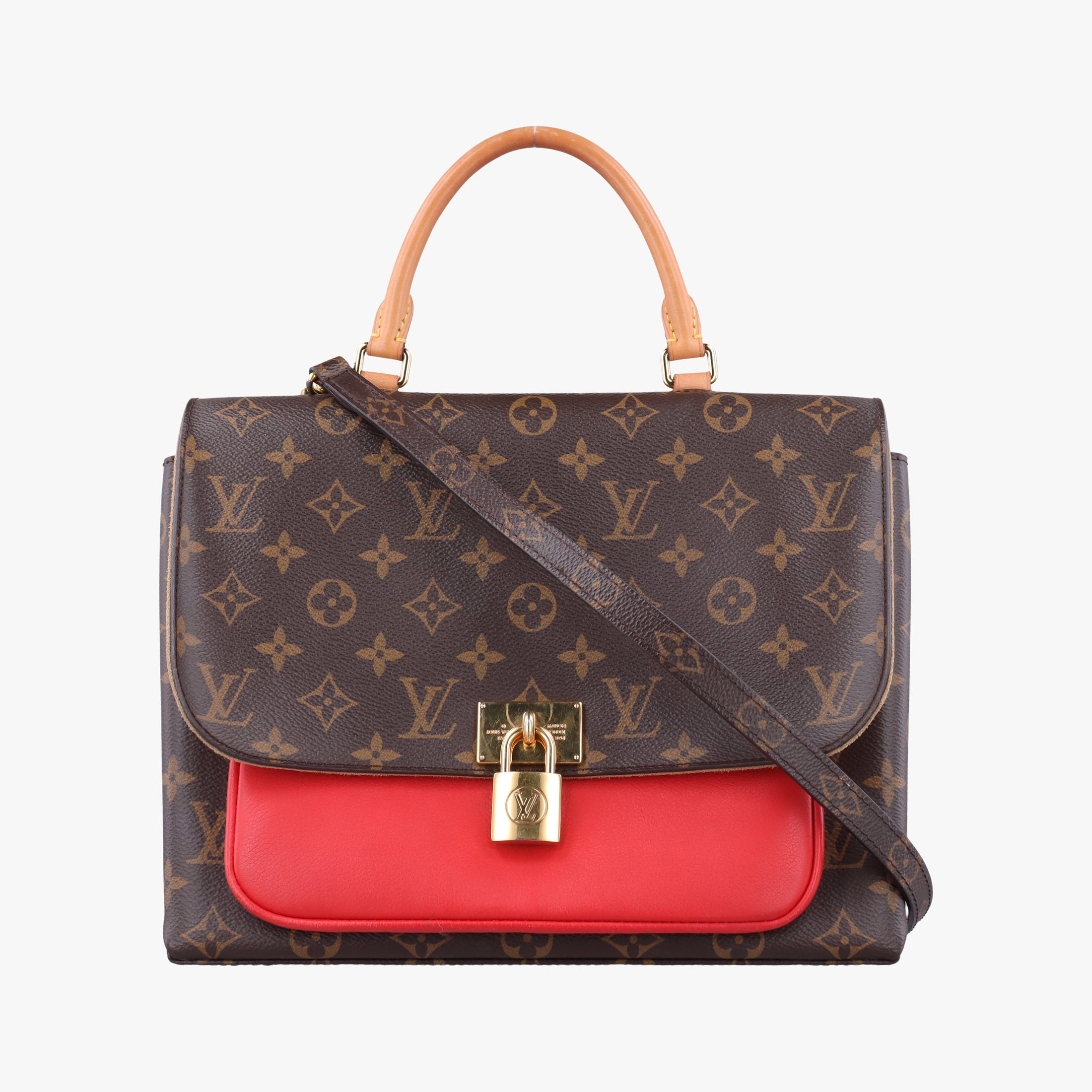 Pre-owned Louis Vuitton MARIGNAN Brown×COQUELICOT Monogram Canvas×calf leather M44544 shoulderbag | stylenewstar