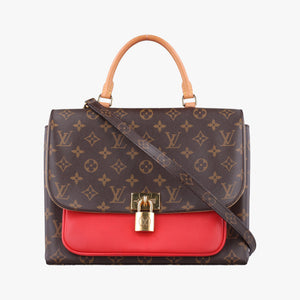 Pre-owned Louis Vuitton MARIGNAN Brown×COQUELICOT Monogram Canvas×calf leather M44544 shoulderbag | stylenewstar
