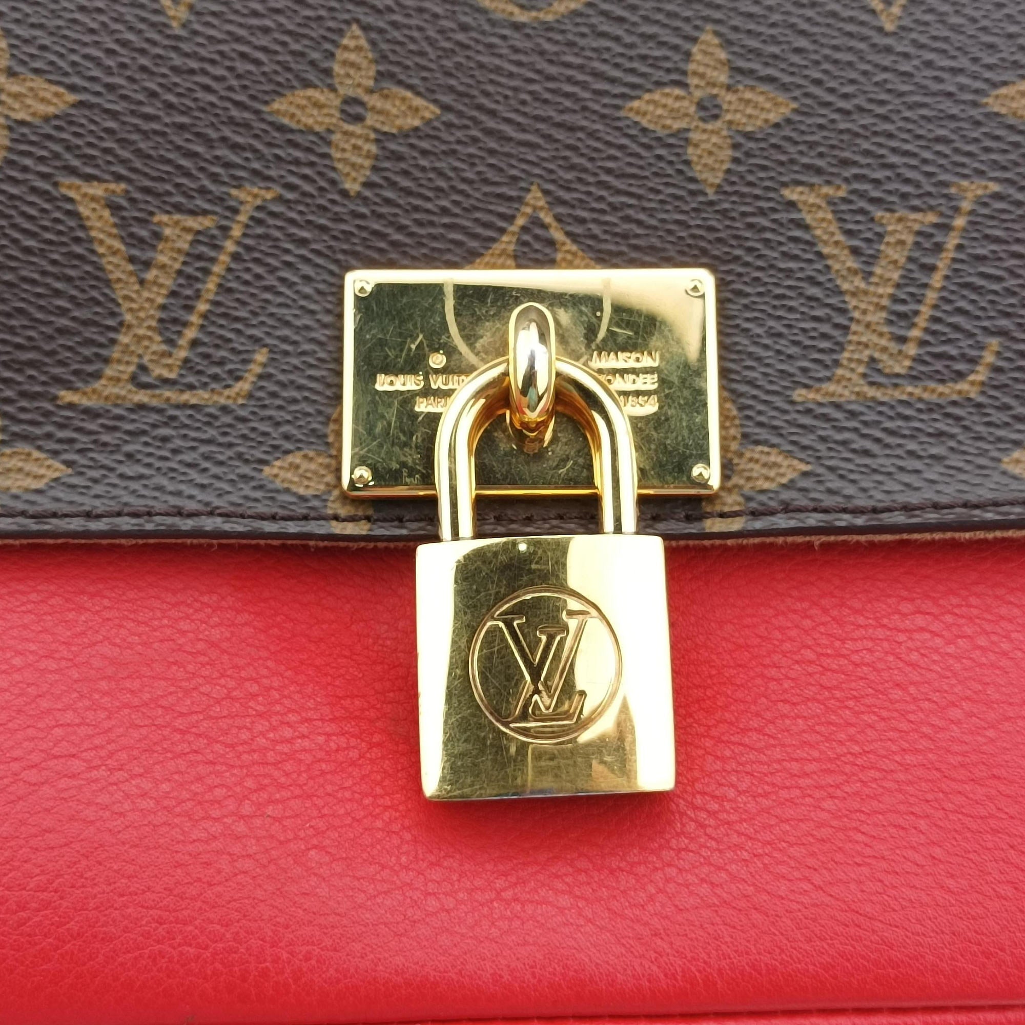 Pre-owned Louis Vuitton MARIGNAN Brown×COQUELICOT Monogram Canvas×calf leather M44544 shoulderbag | stylenewstar