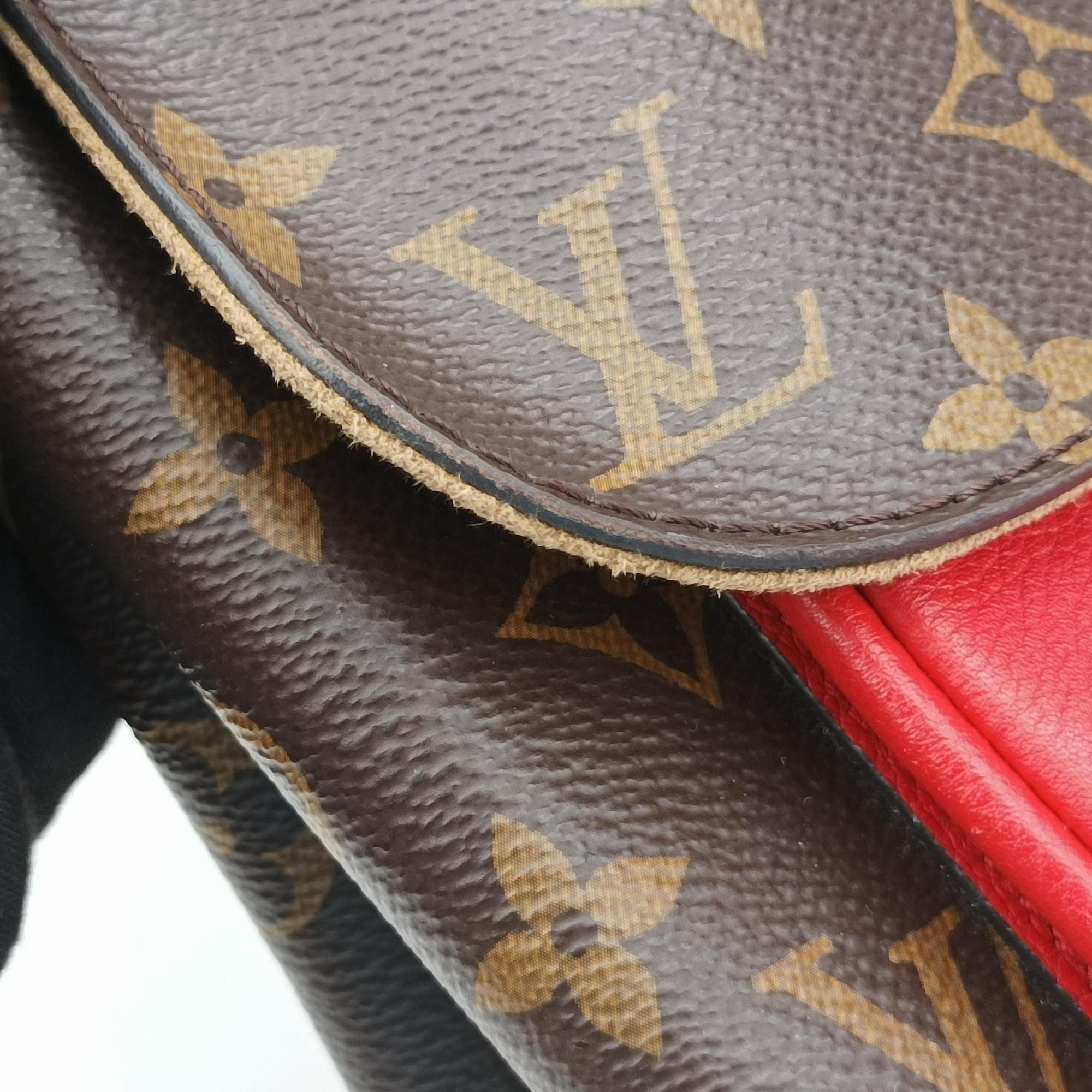 Pre-owned Louis Vuitton MARIGNAN Brown×COQUELICOT Monogram Canvas×calf leather M44544 shoulderbag | stylenewstar