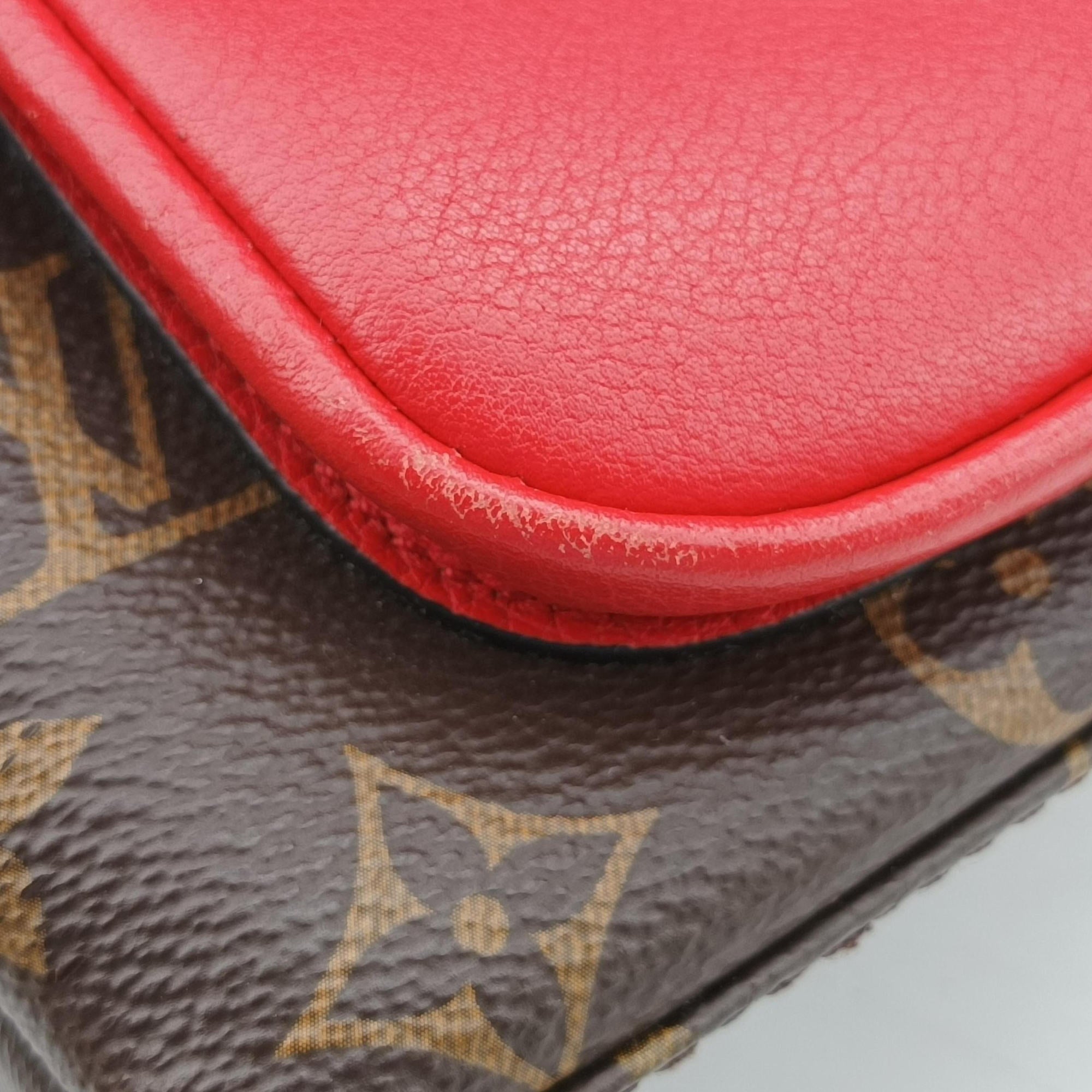 Pre-owned Louis Vuitton MARIGNAN Brown×COQUELICOT Monogram Canvas×calf leather M44544 shoulderbag | stylenewstar
