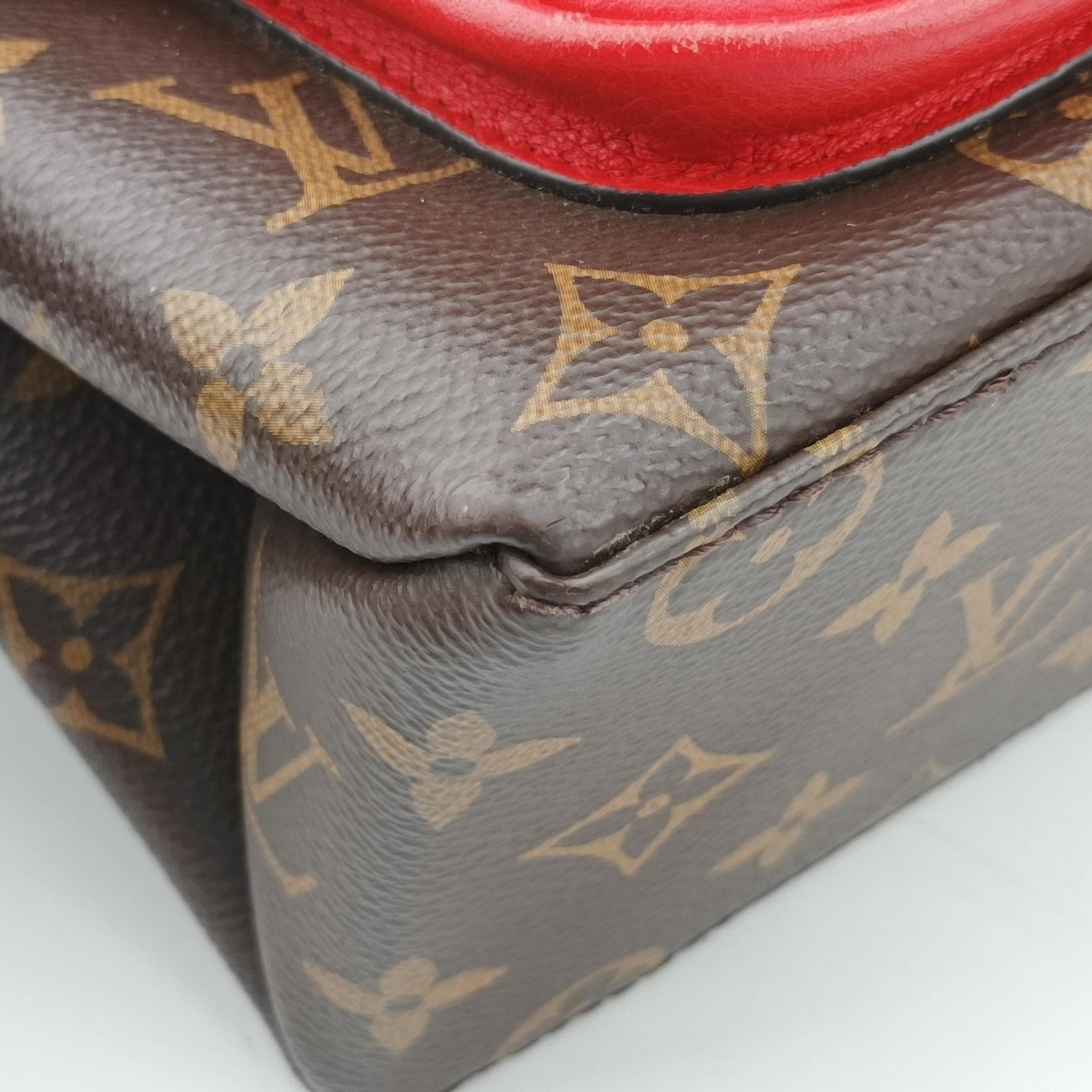 Pre-owned Louis Vuitton MARIGNAN Brown×COQUELICOT Monogram Canvas×calf leather M44544 shoulderbag | stylenewstar