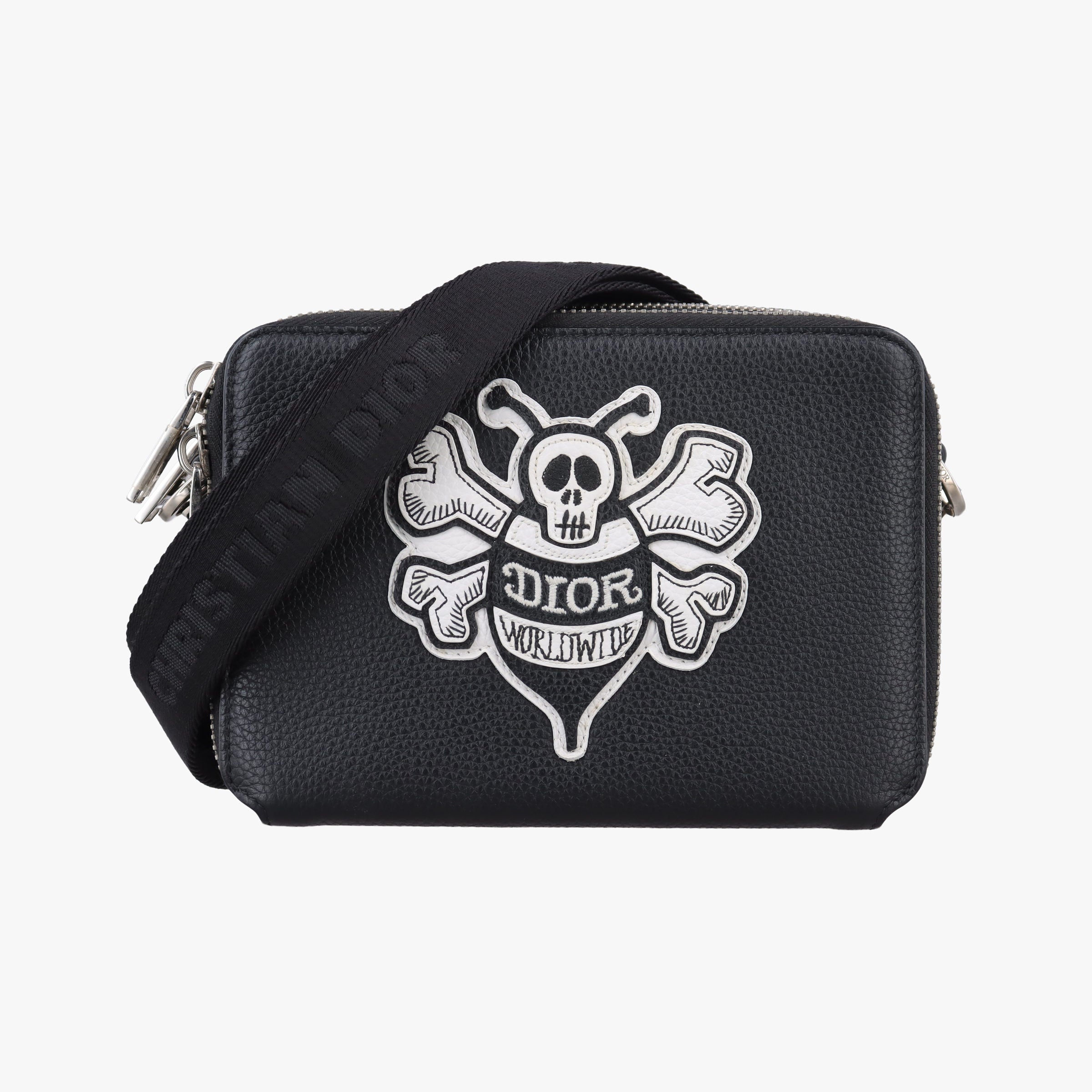 Pre-owned Christian Dior Shawn Stussy collaboration Black Leather  shoulderbag | stylenewstar