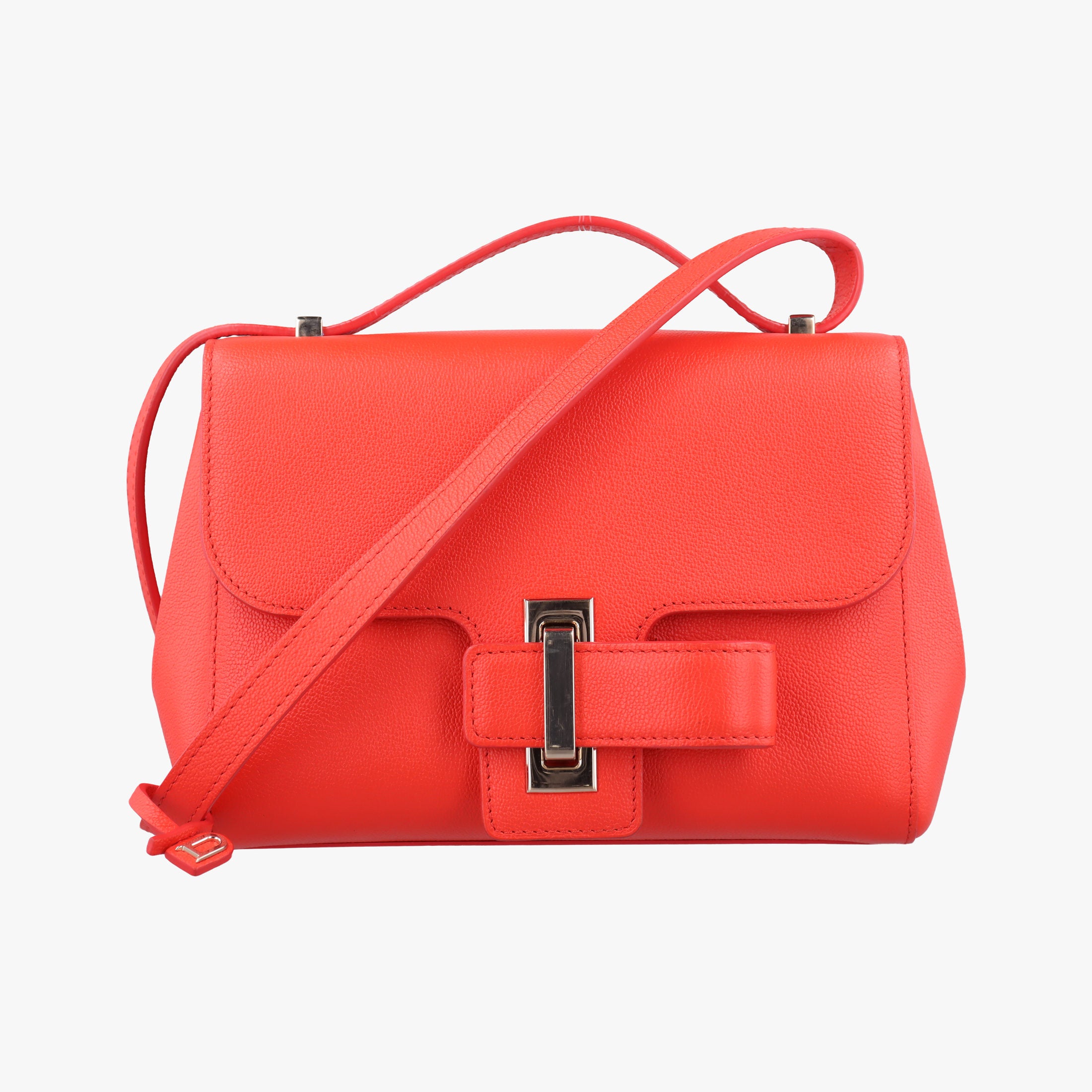 Pre-owned Delvaux Simplissime City PM Orange red leather  shoulderbag | stylenewstar