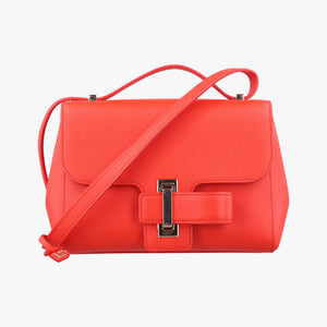 Pre-owned Delvaux Simplissime City PM Orange red leather  shoulderbag | stylenewstar
