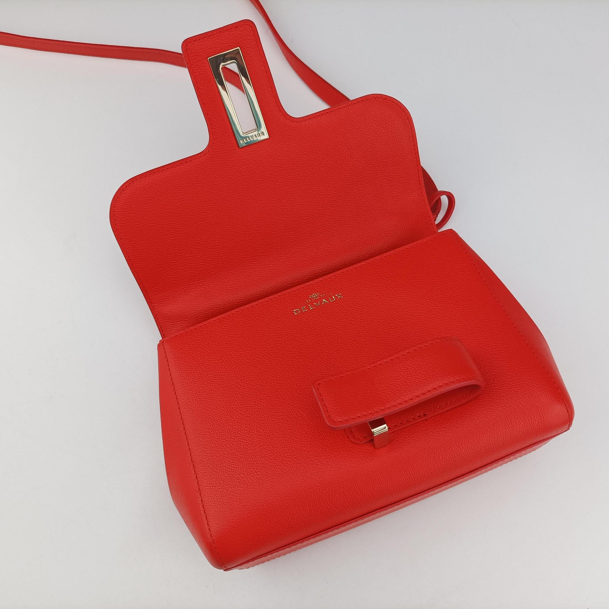 Pre-owned Delvaux Simplissime City PM Orange red leather  shoulderbag | stylenewstar