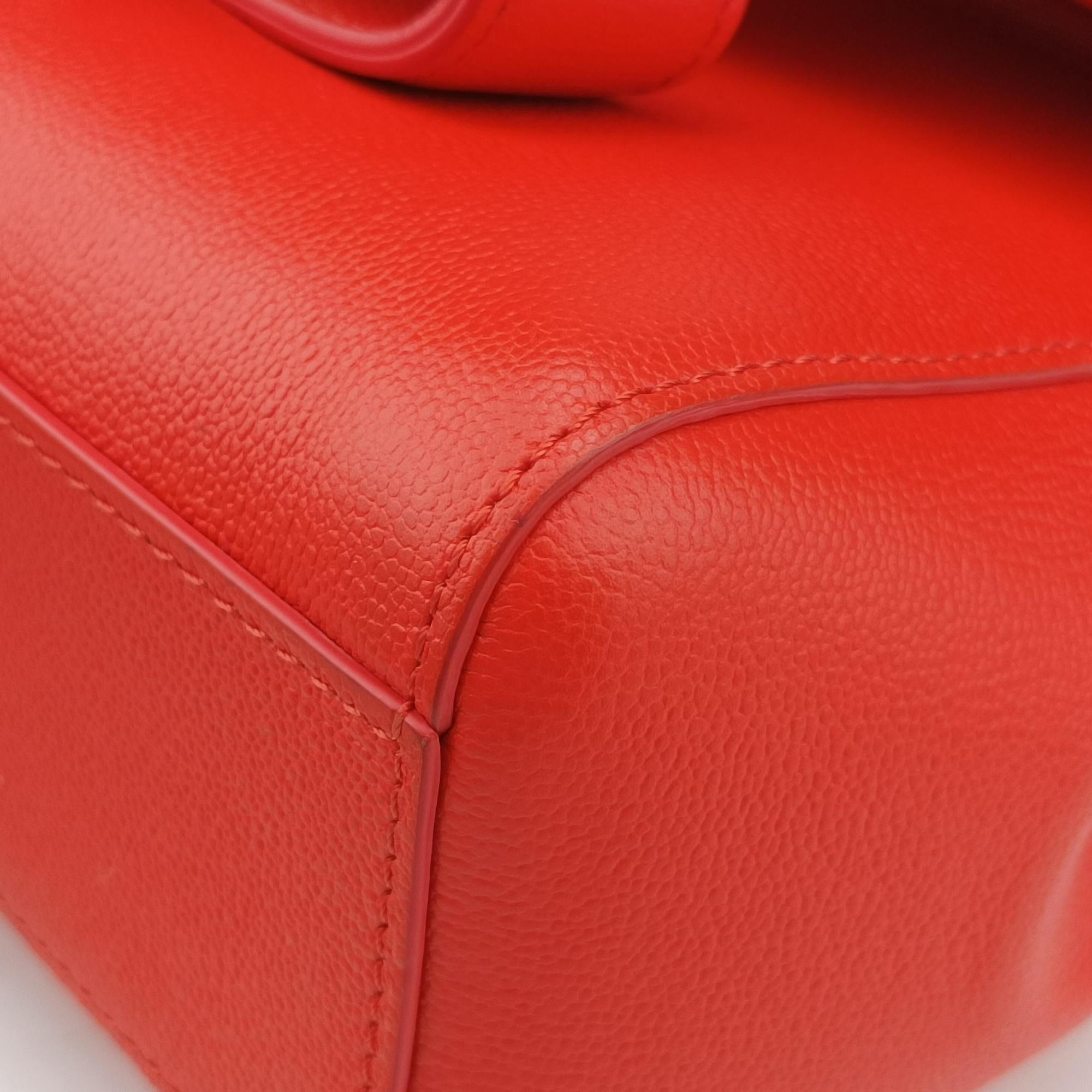 Pre-owned Delvaux Simplissime City PM Orange red leather  shoulderbag | stylenewstar