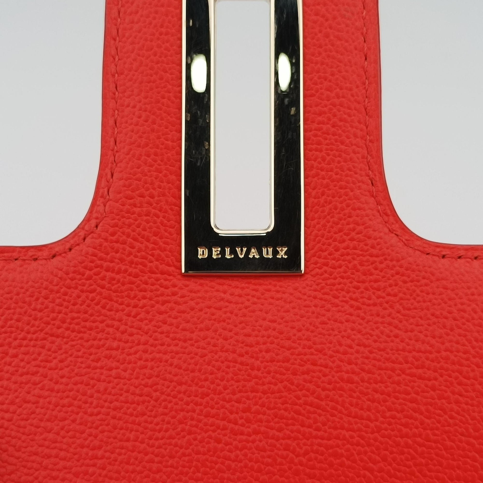 Pre-owned Delvaux Simplissime City PM Orange red leather  shoulderbag | stylenewstar