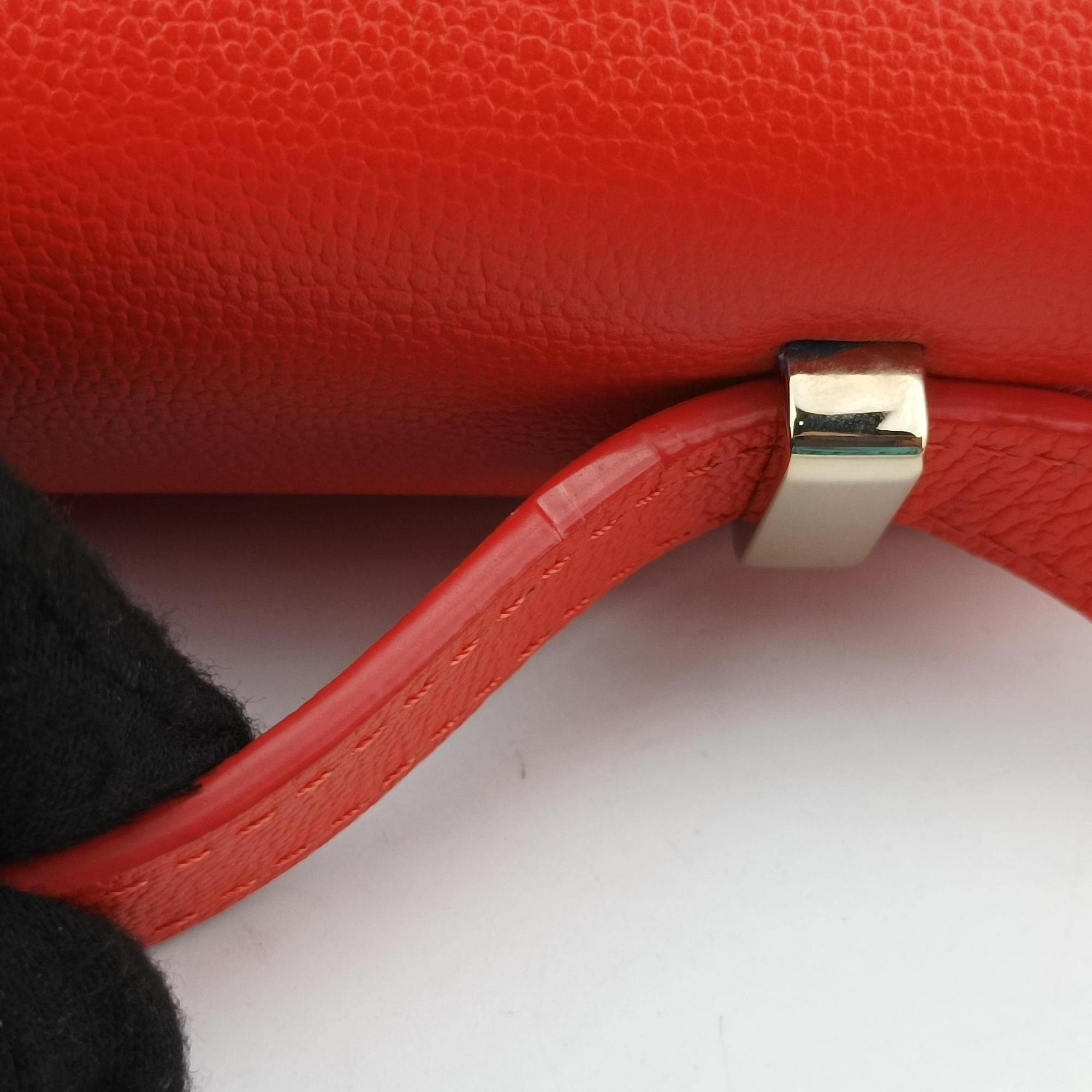 Pre-owned Delvaux Simplissime City PM Orange red leather  shoulderbag | stylenewstar