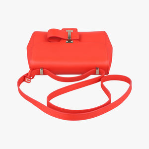Pre-owned Delvaux Simplissime City PM Orange red leather  shoulderbag | stylenewstar