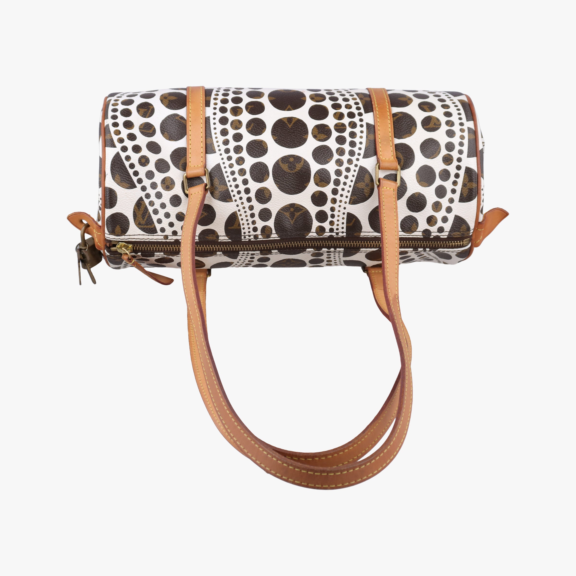 Secondhand Louis Vuitton Papillon GM White × Brown Monogram Pumpkin Dots M40687 shoulderbag | stylenewstar