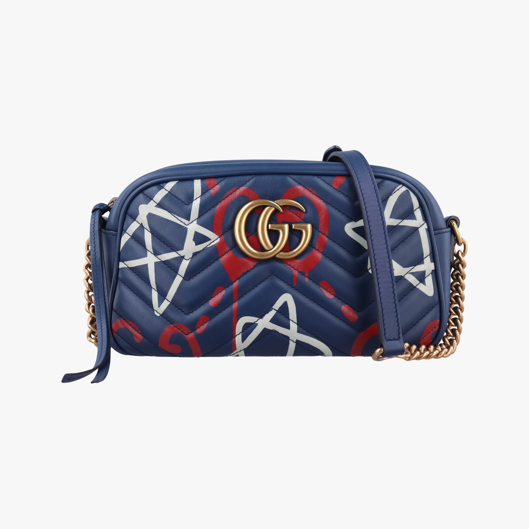 Vintage Gucci GG Marmont Navy×Multicolour Leather 447632 shoulderbag | stylenewstar