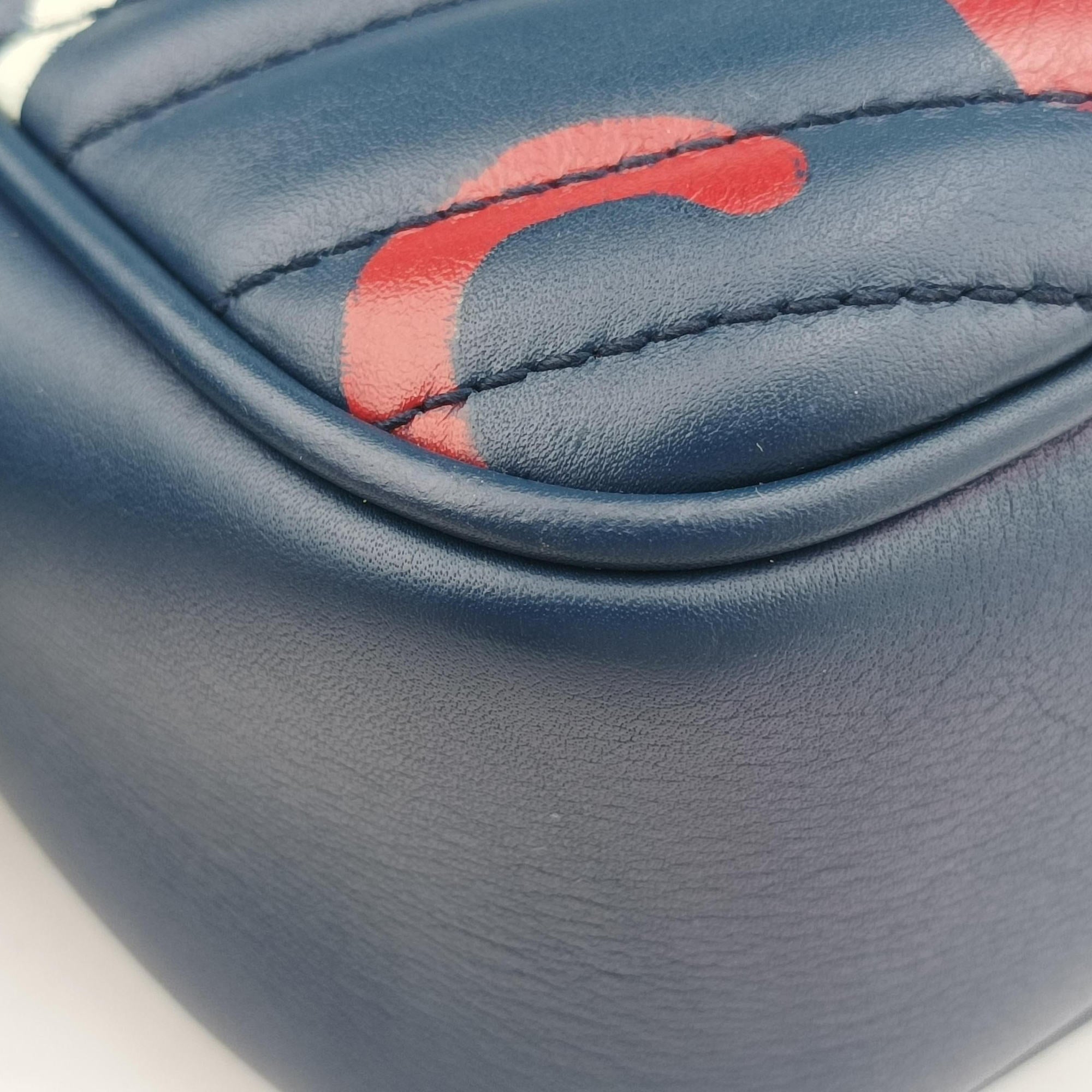 Vintage Gucci GG Marmont Navy×Multicolour Leather 447632 shoulderbag | stylenewstar