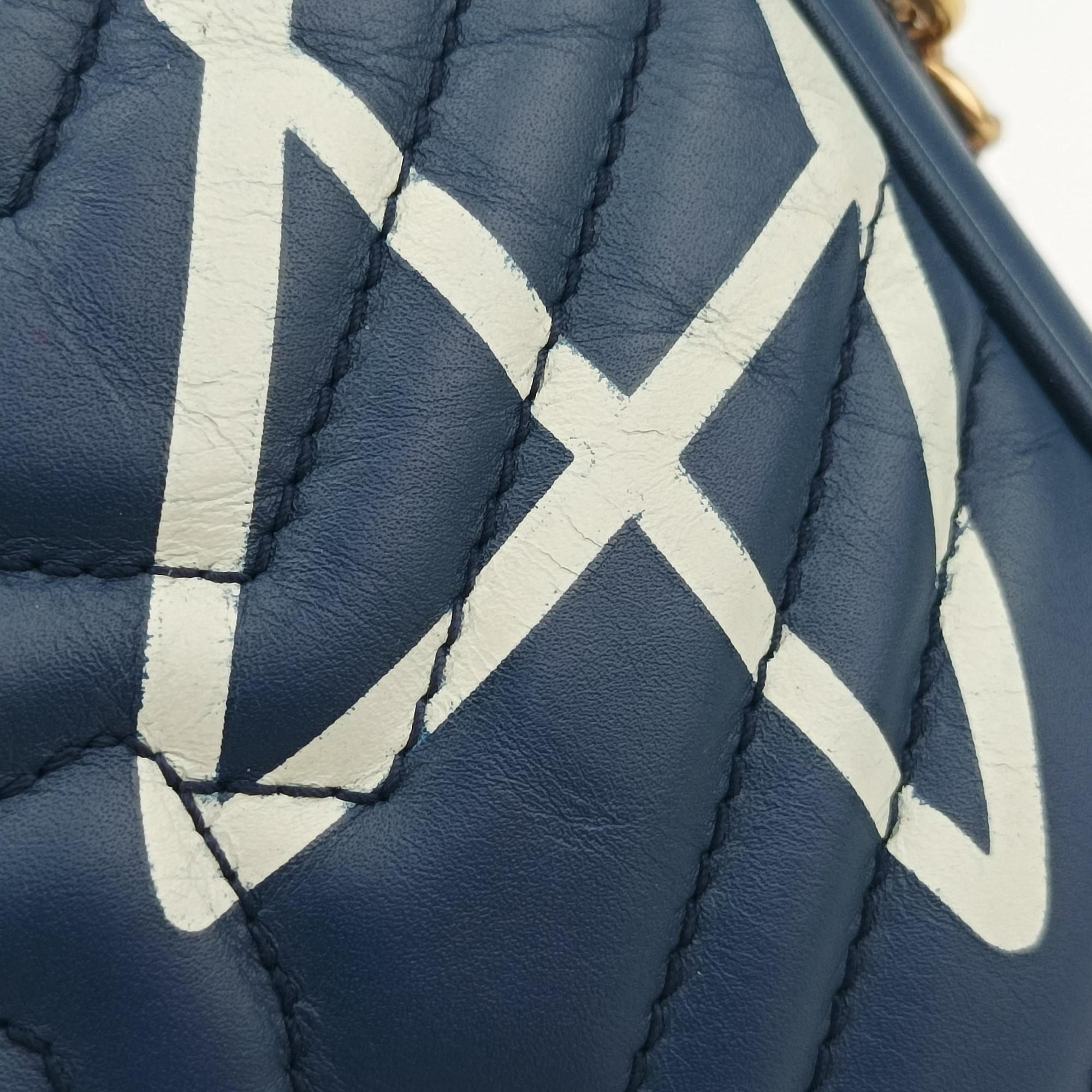 Vintage Gucci GG Marmont Navy×Multicolour Leather 447632 shoulderbag | stylenewstar