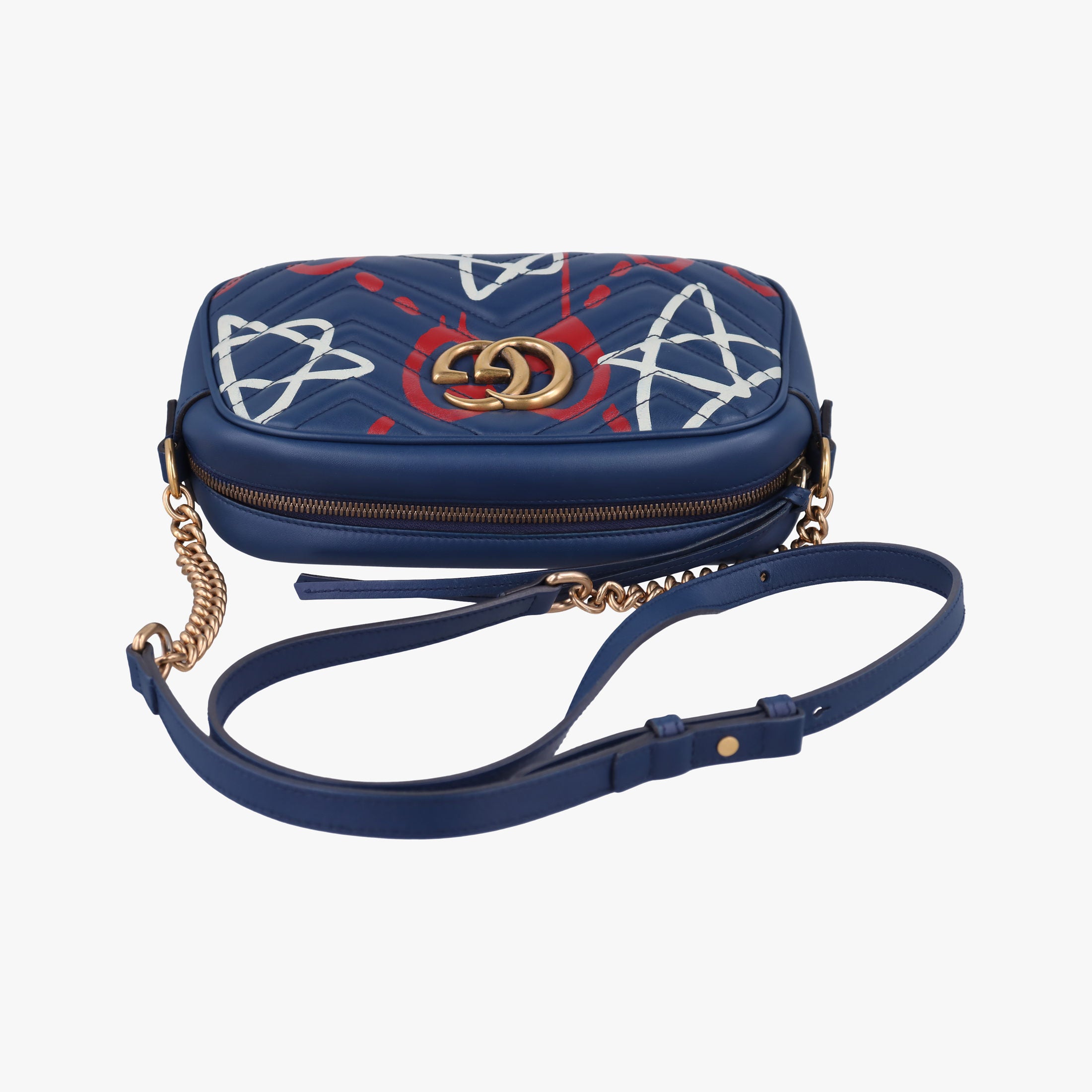 Vintage Gucci GG Marmont Navy×Multicolour Leather 447632 shoulderbag | stylenewstar