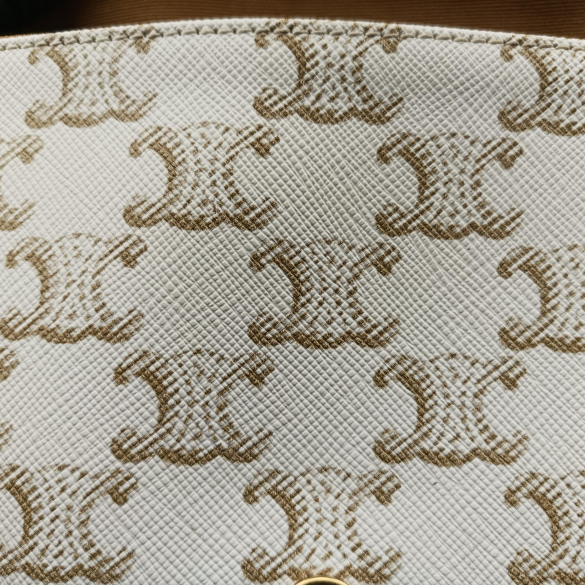 Pre-owned Celine Triomphe Mini Besace White×brown PVC coated canvas  shoulderbag | stylenewstar