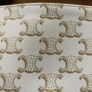 Pre-owned Celine Triomphe Mini Besace White×brown PVC coated canvas  shoulderbag | stylenewstar