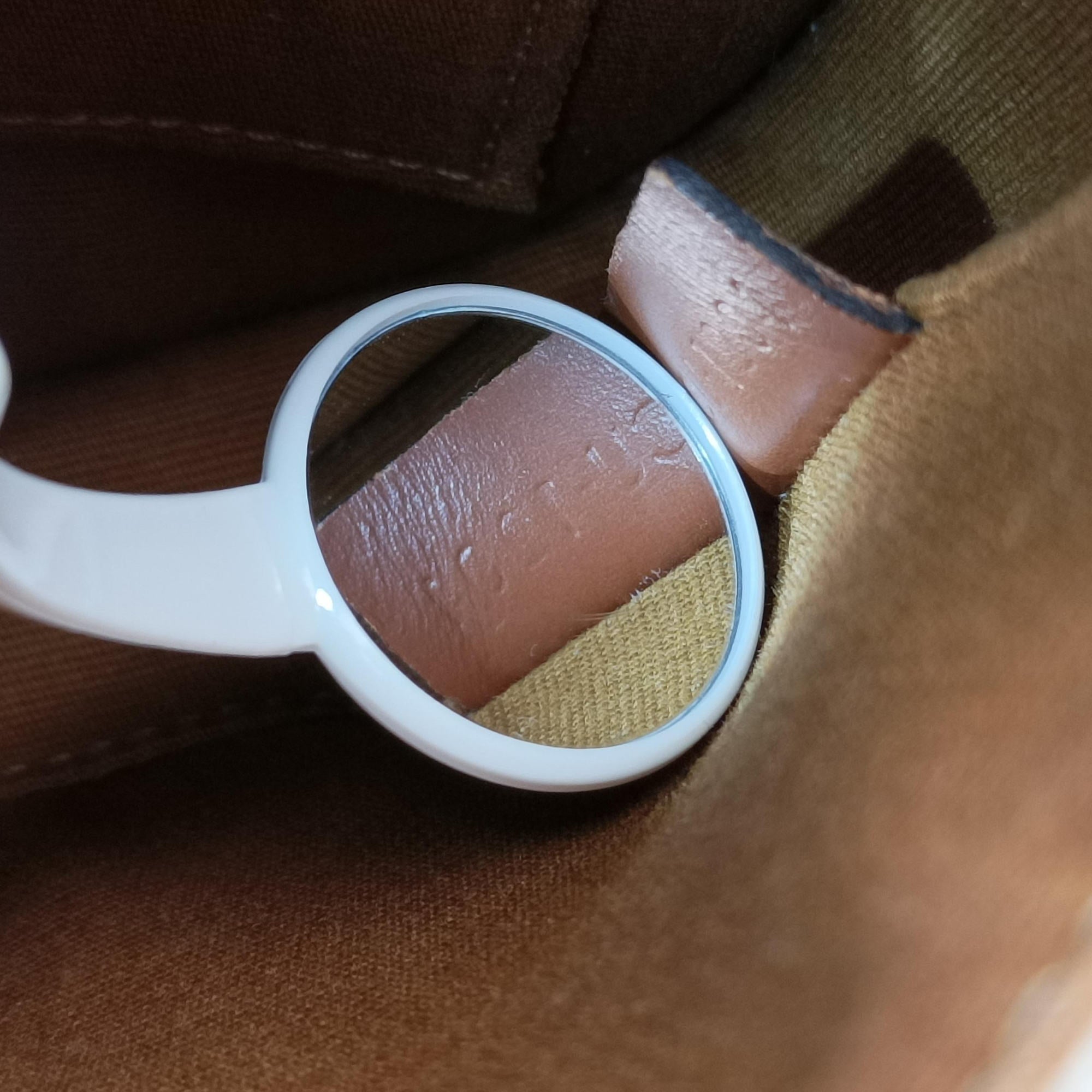 Pre-owned Celine Triomphe Mini Besace White×brown PVC coated canvas  shoulderbag | stylenewstar