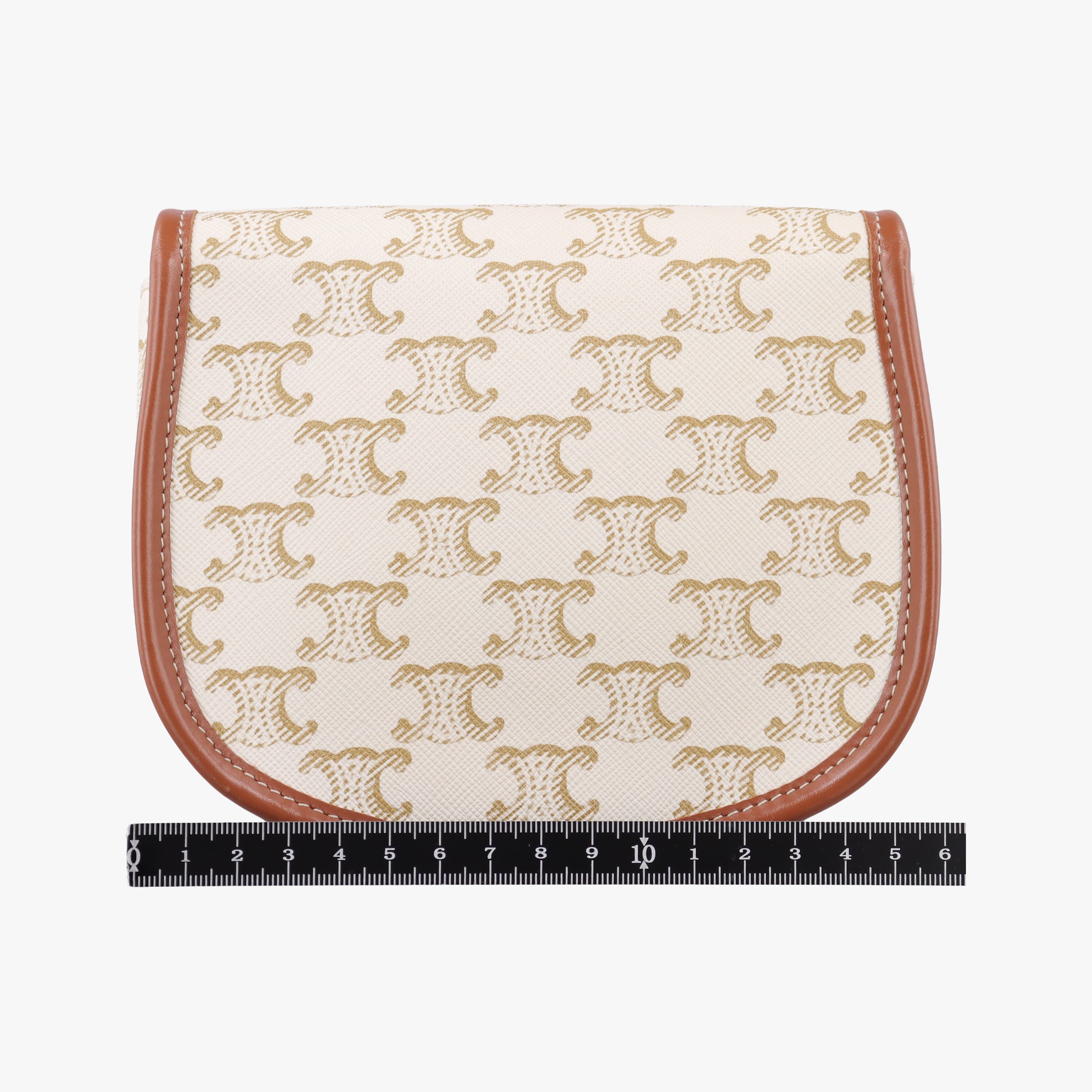 Pre-owned Celine Triomphe Mini Besace White×brown PVC coated canvas  shoulderbag | stylenewstar