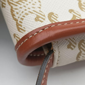 Pre-owned Celine Triomphe Mini Besace White×brown PVC coated canvas  shoulderbag | stylenewstar