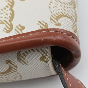 Pre-owned Celine Triomphe Mini Besace White×brown PVC coated canvas  shoulderbag | stylenewstar