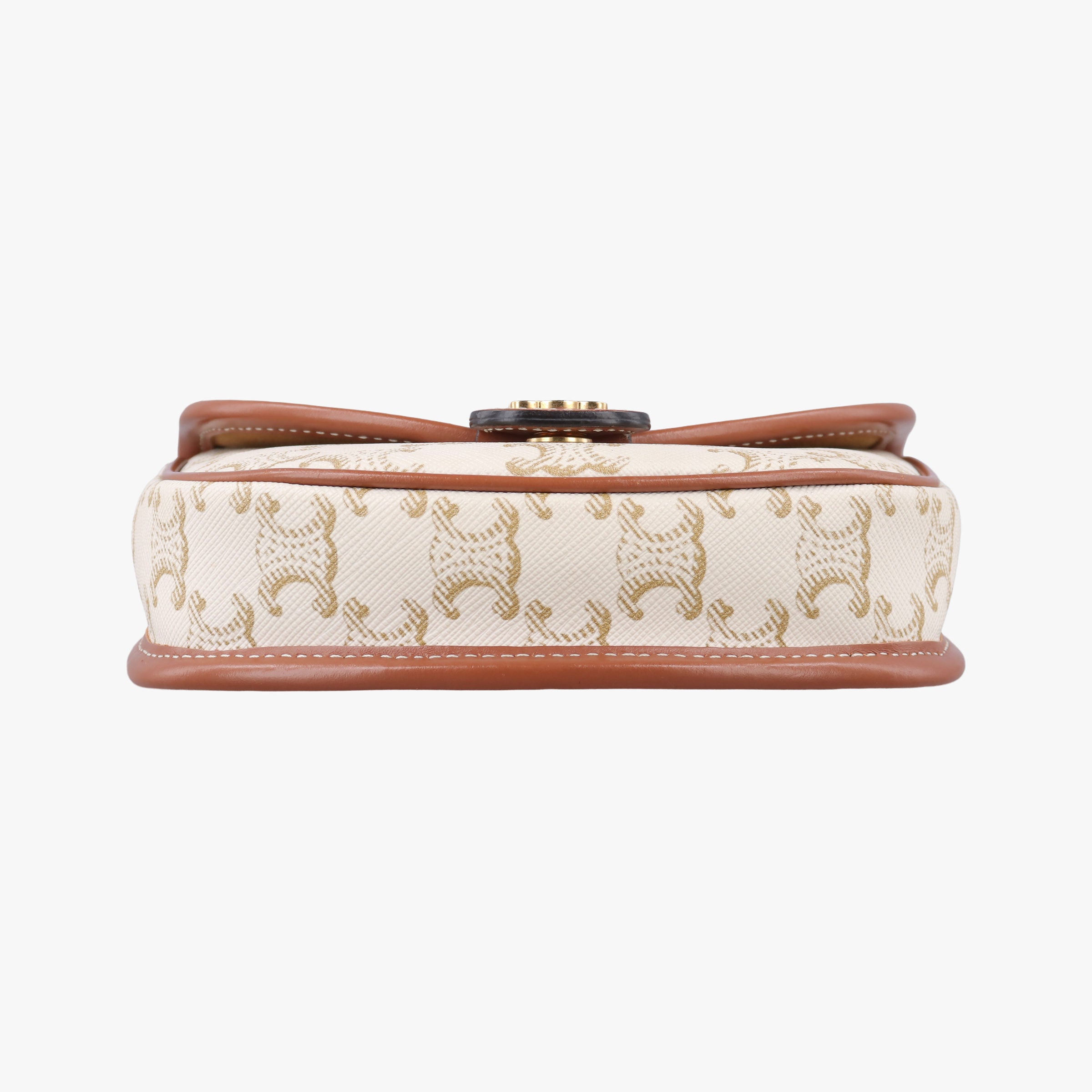 Pre-owned Celine Triomphe Mini Besace White×brown PVC coated canvas  shoulderbag | stylenewstar