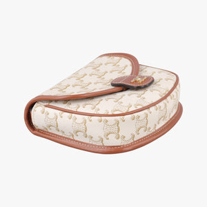 Pre-owned Celine Triomphe Mini Besace White×brown PVC coated canvas  shoulderbag | stylenewstar