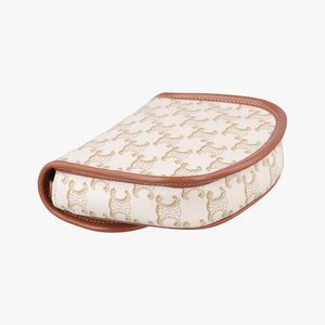 Pre-owned Celine Triomphe Mini Besace White×brown PVC coated canvas  shoulderbag | stylenewstar
