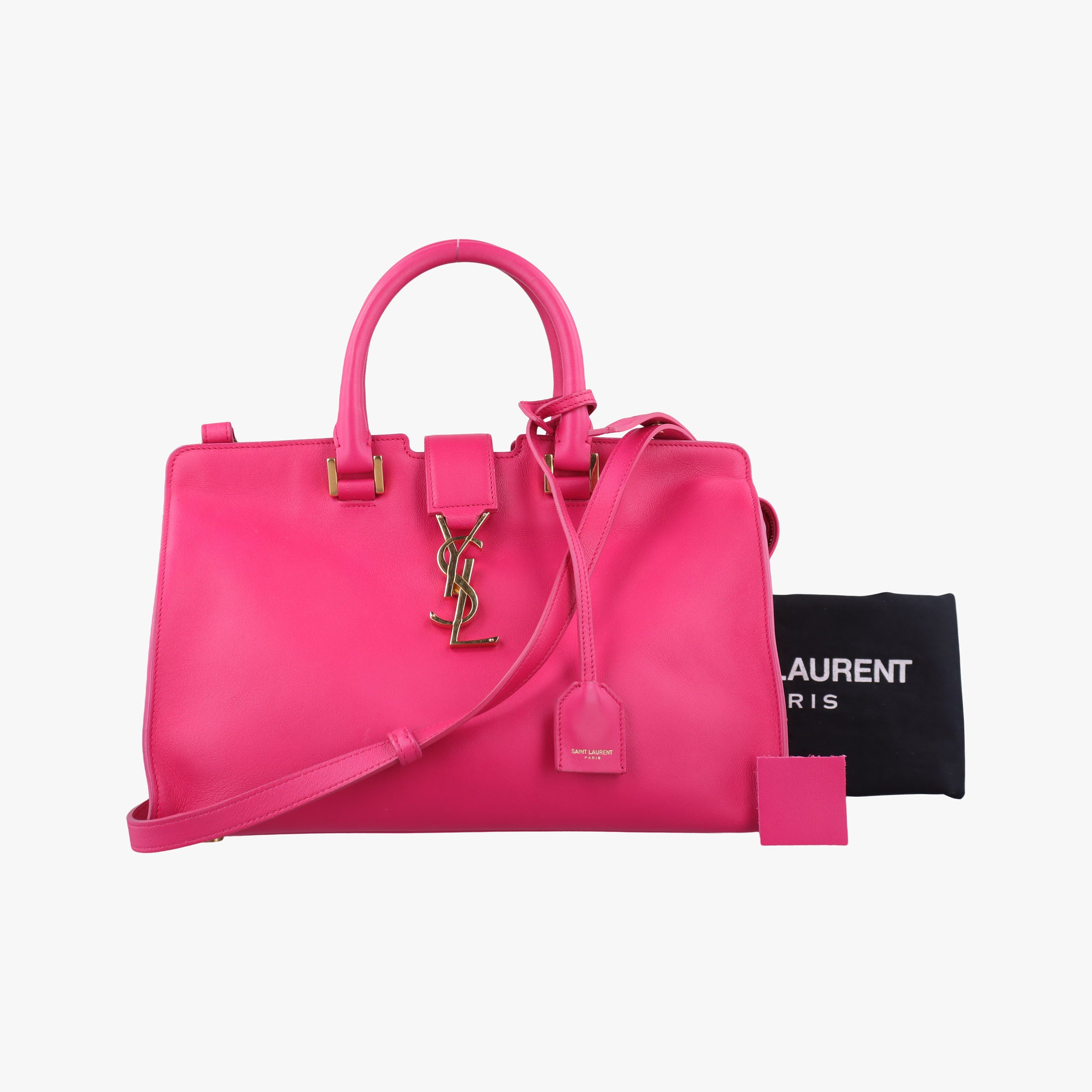 Pre-owned Yves Saint Laurent BABY CABAS Rose Leather 394461 shoulderbag | stylenewstar