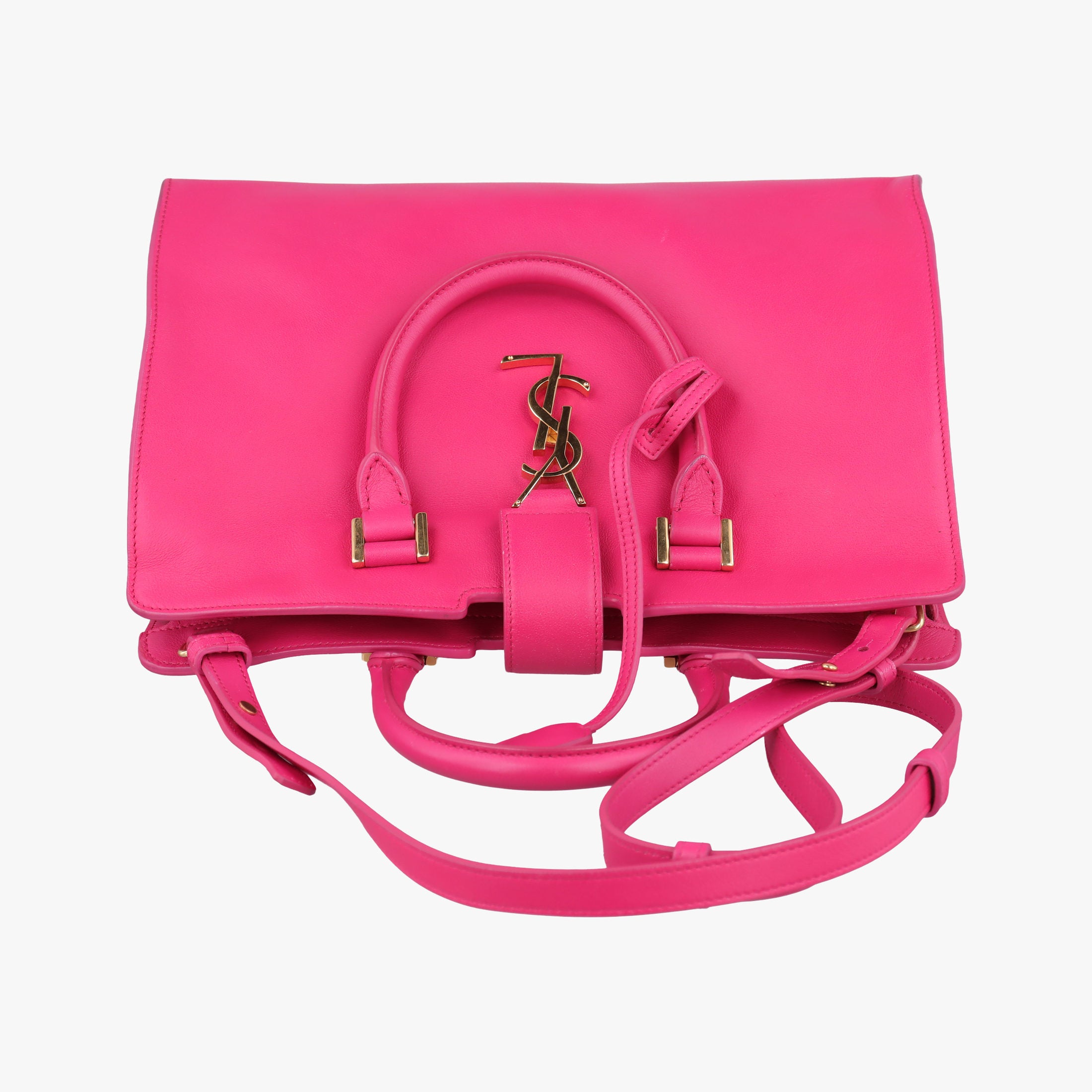 Pre-owned Yves Saint Laurent BABY CABAS Rose Leather 394461 shoulderbag | stylenewstar