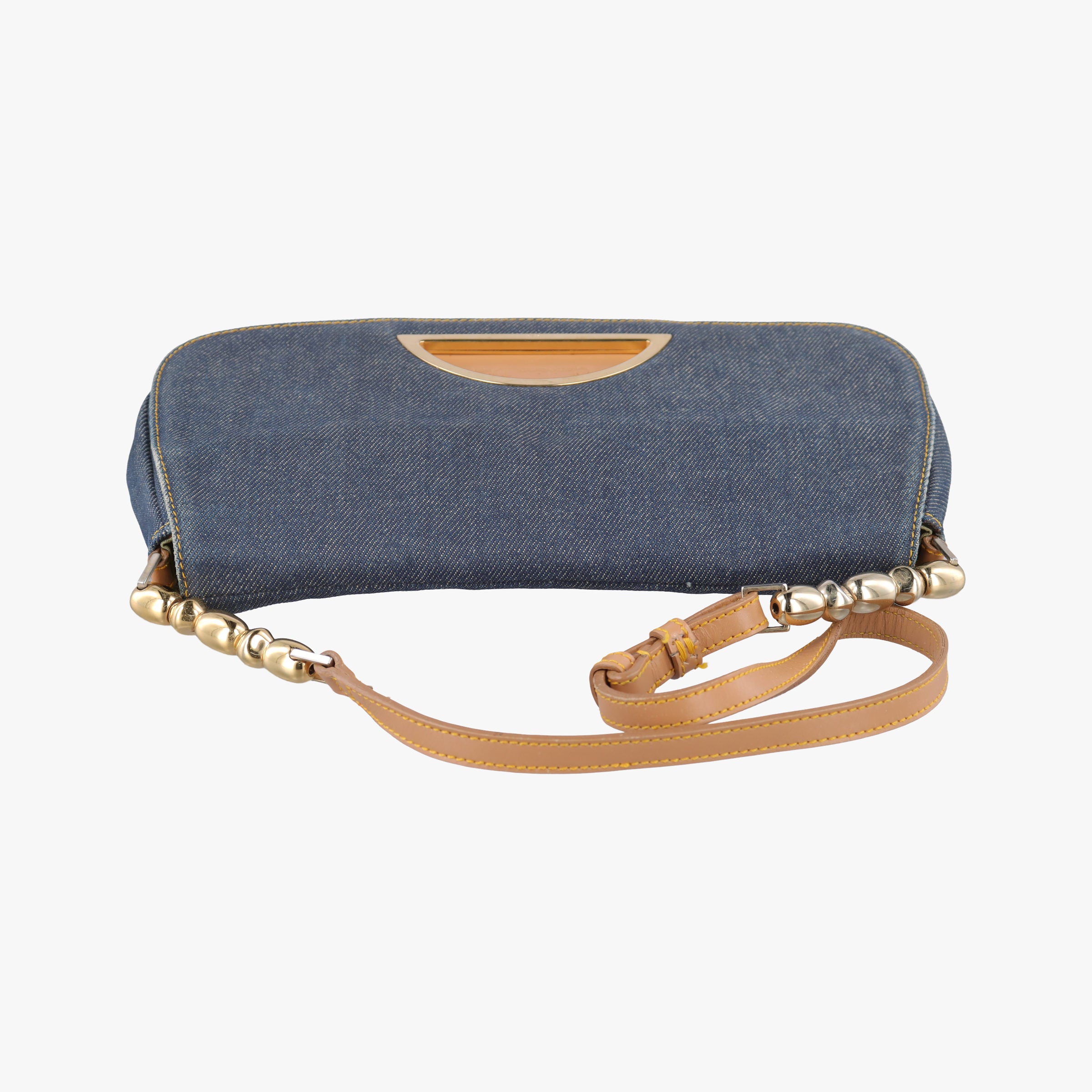 Pre-owned Christian Dior Marispearl Navy denim  shoulderbag | stylenewstar