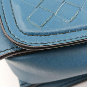 Pre-owned Bottega Veneta Intrecciato Runaway Blue lambskin  shoulderbag | stylenewstar